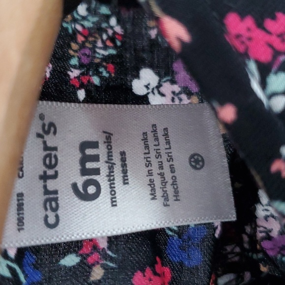 Carter's Baby Girl Black Floral Long Sleeve Dress 100% Cotton Size 6 Months - Picture 6 of 7